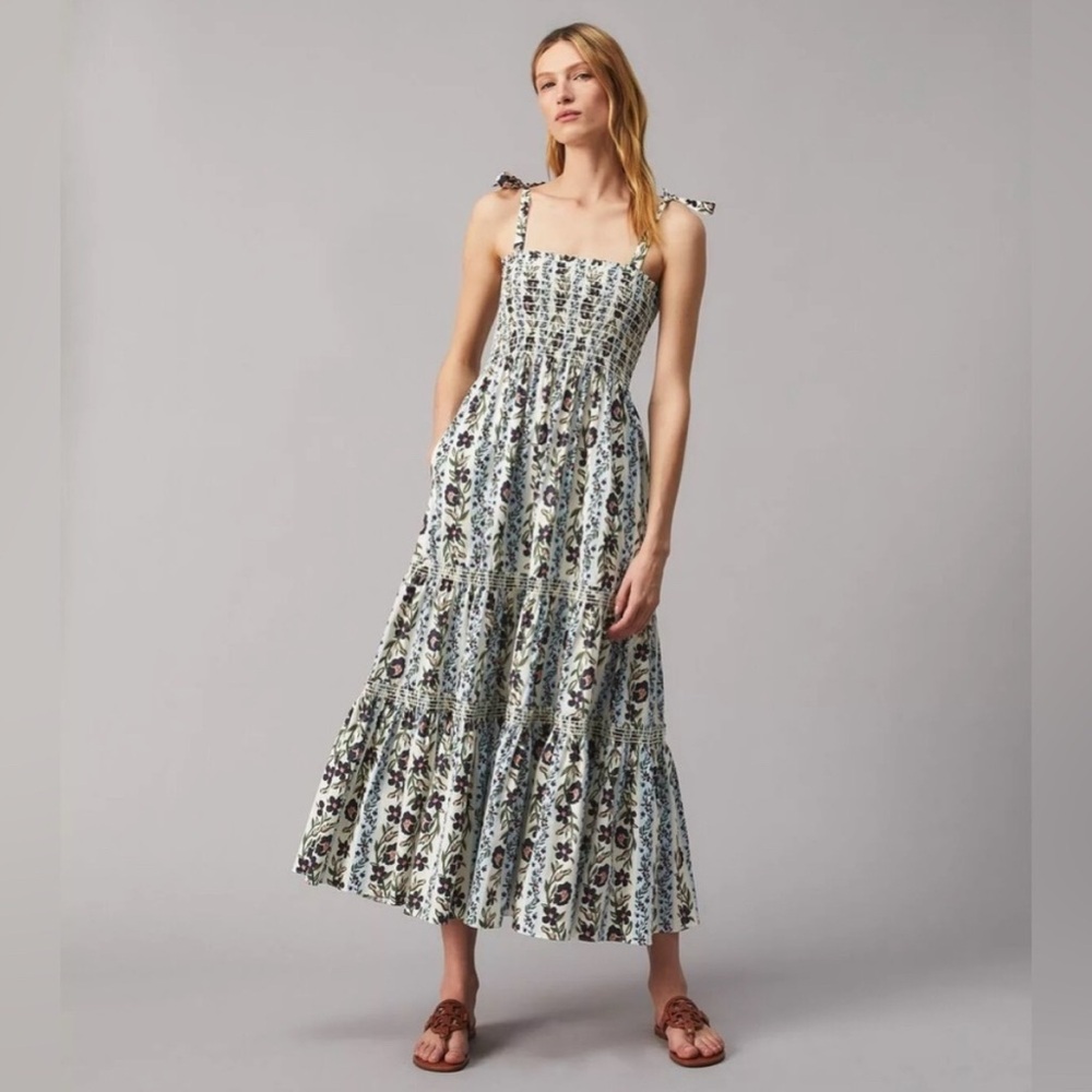 Tory Burch Multicolor floral Smocked BoHo Sun Dress